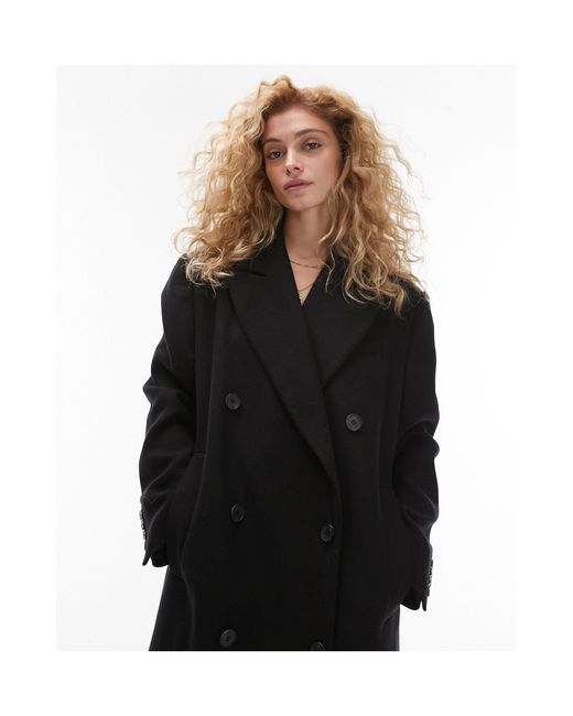 Topshop black wool coat clearance
