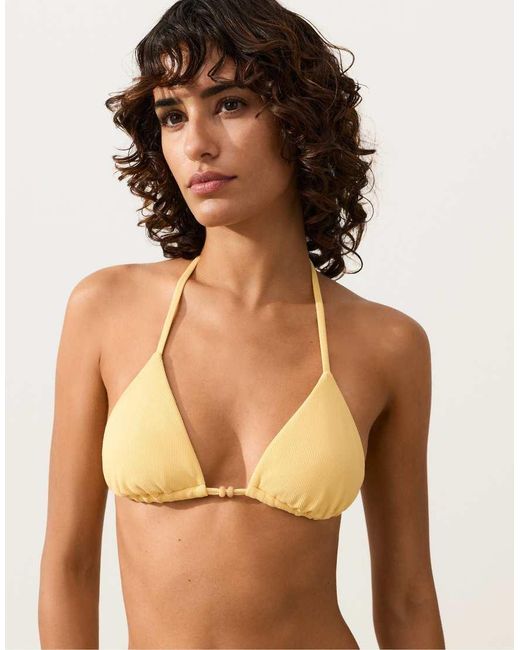Oysho Natural Rib Triangle Bikini Top