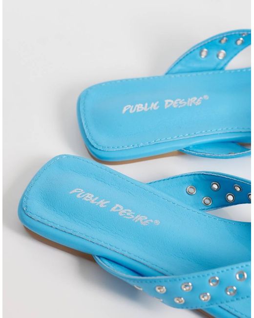 Public Desire Blue Studded Flip Flops