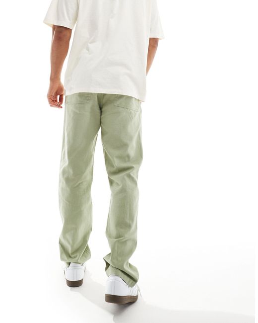 ASOS Natural Vintage Straight Washed Linen Chino for men