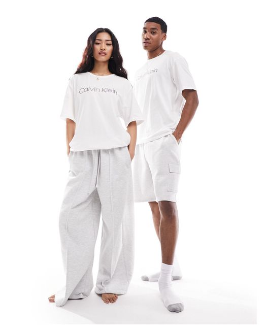 Calvin Klein White – schlaf-t-shirt aus reiner baumwolle