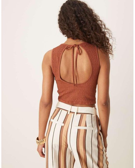 ASOS Brown Textured Shirred Tank Crop Top