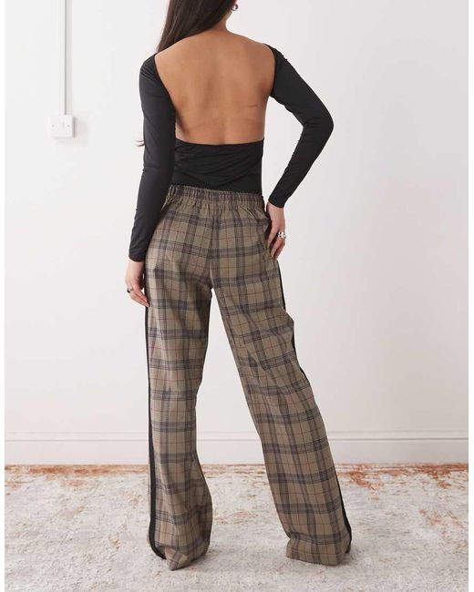 Noisy May Natural Wide Leg Trouser With Side Stripe