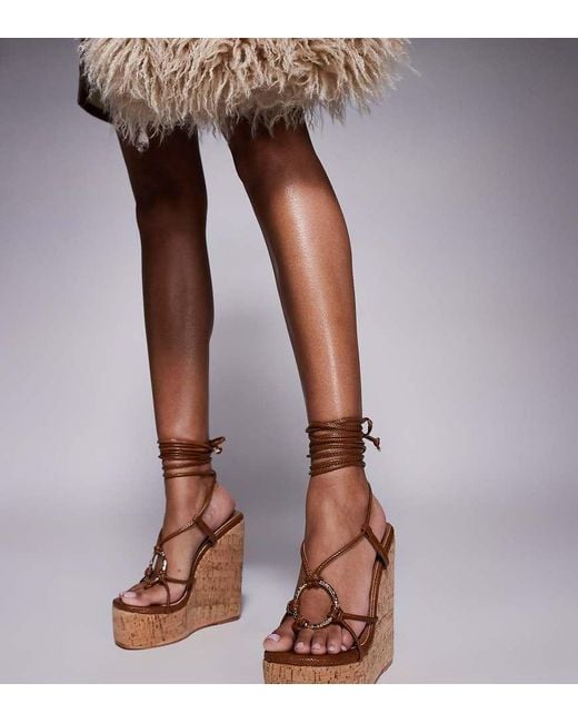 SIMMI Brown Simmi London Jadey Wide Fit Strappy High Heeled Wedges