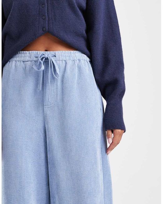 ASOS Blue Pull On Barrel Leg Cord Trousers