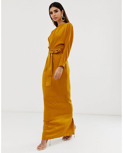asos mustard maxi dress