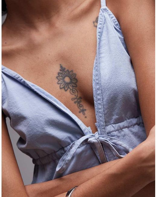 Top Con Lazada Delantera Y Volante Dolly De Rhythm de color Blue