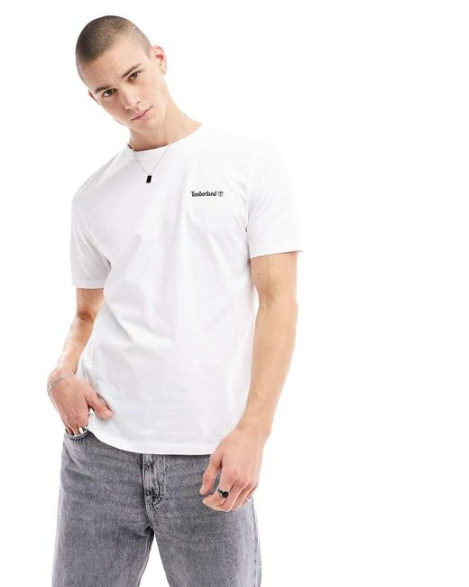 Timberland White Small Script Logo T-shirt for men
