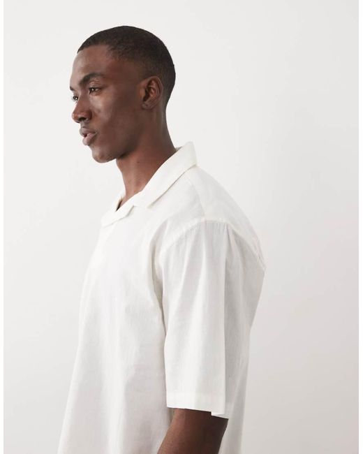 Only & Sons White Relaxed Fit Polo With Linen for men