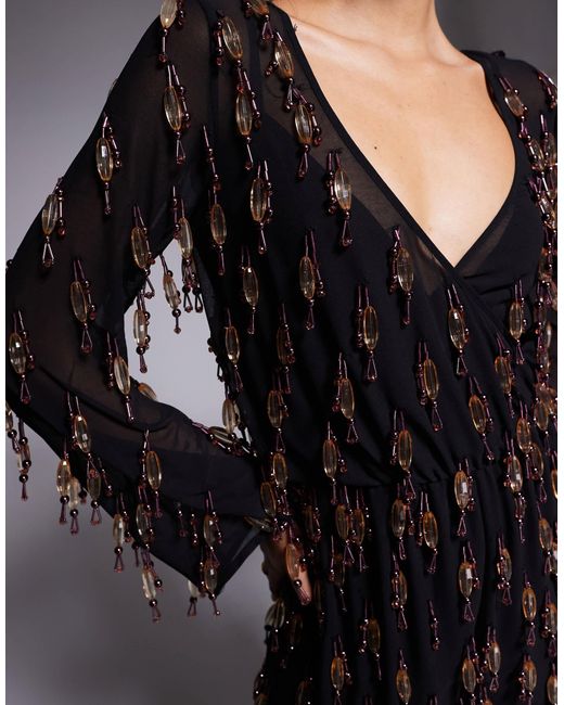 Combishort à ornements avec manches blousantes ASOS en coloris Gray