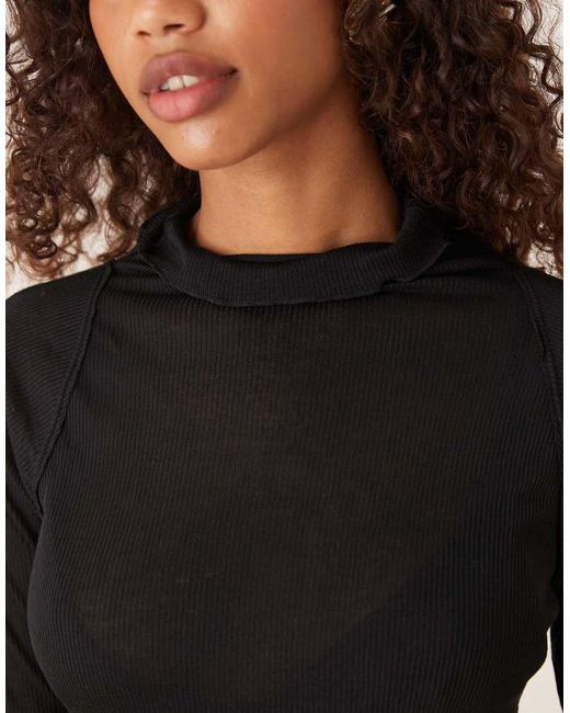 Free People Black High Neck Layering Top