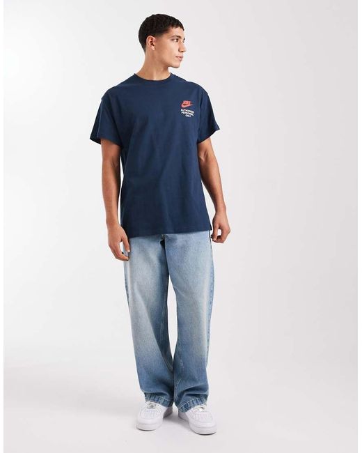 Nike Blue Swoosh Graphic Back Print T-Shirt for men