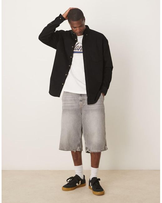 ASOS Black 90s Oversized Cord Shirt for men