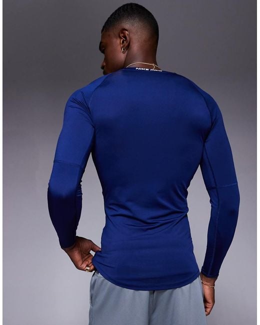 nike pro long sleeve blue