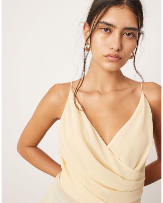 ASOS Natural Wrap From Blouse With Asymmetric Hem Detail