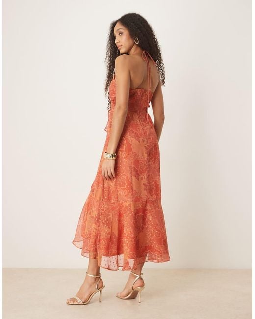 ANAYA Pink Halter Neck Floral Print Midaxi Dress