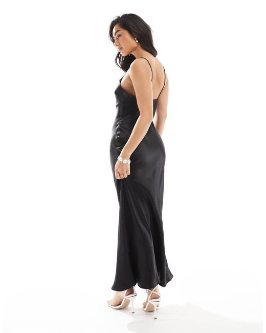 New Look Black Beaded Corsage Applique Clip Detail Midi Dress