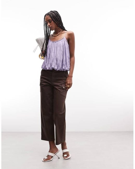 ASOS Purple Strappy Bubble Hem Top