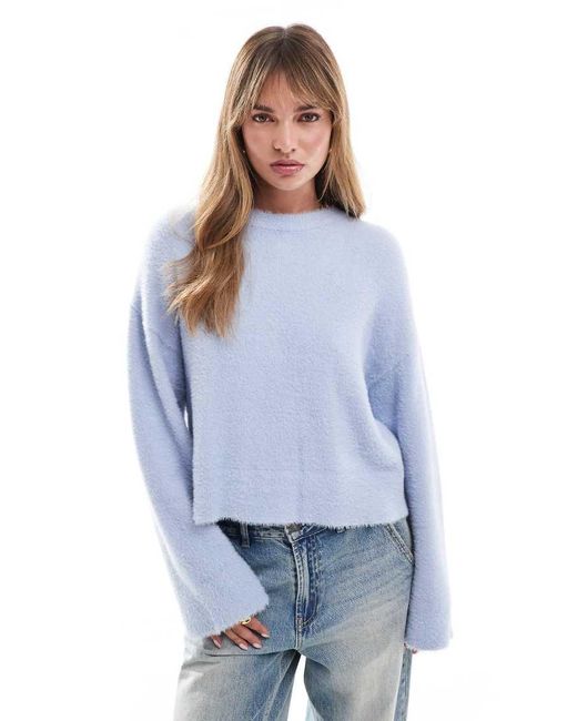 Jersey Azul Pálido Extragrande De Punto Desflecado De Miss Selfridge de color Blue