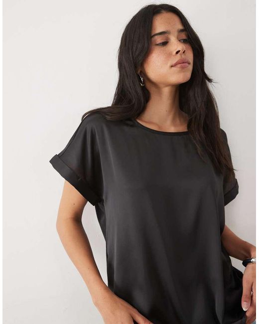 Jdy Blue Short Sleeve Satin Top