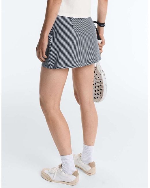 Oysho Blue Evermove High Rise Striped Short Skirt