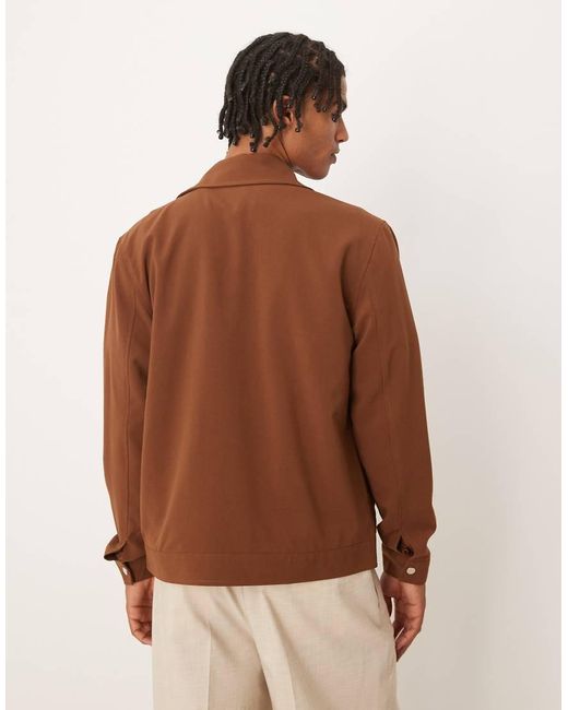 Brave Soul Brown Patch Pocket Harrington Jacket for men