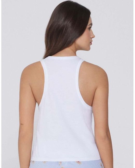 Tezenis White Printed Cotton Camisole