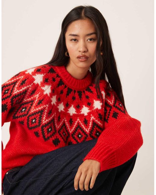 ASOS Red Fair Isle Christmas Tree Chunky Jumper