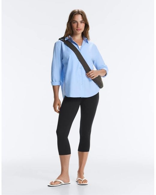 Oysho Blue 100% Cotton Long-sleeved Shirt