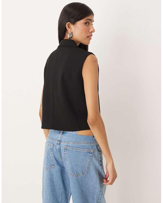 Jdy Black Cropped Waistcoat