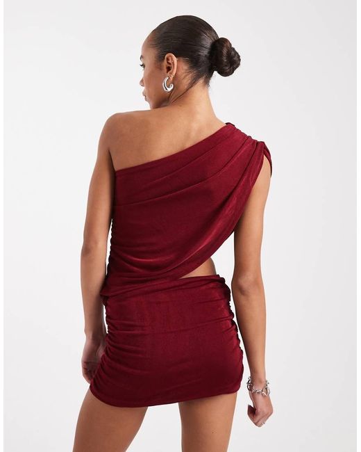 Edikted Red Fiora One Shoulder Cutout Minidress