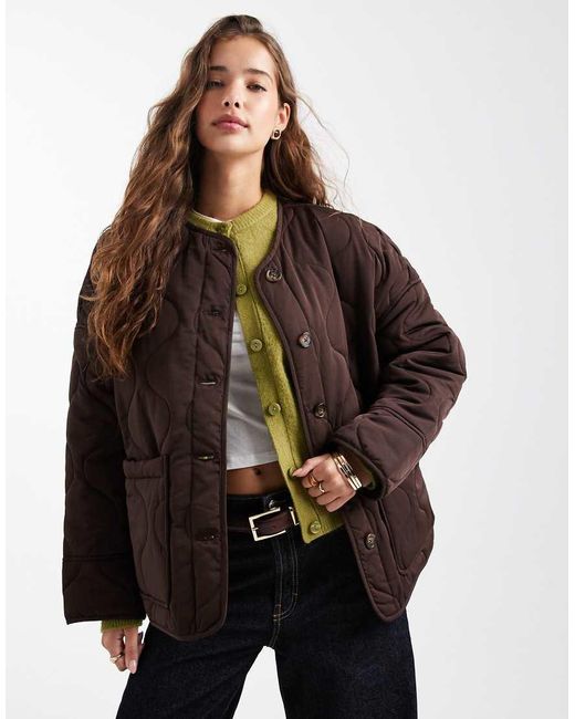 Object Brown Onion Quilted Front Pocket Bomber Jacket