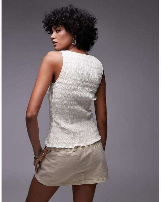 TOPSHOP Gerimpelde Poplin Mouwloze Top in het Gray