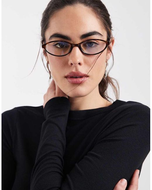 ASOS Blue Soft Longline Long Sleeve Shrunken Tee