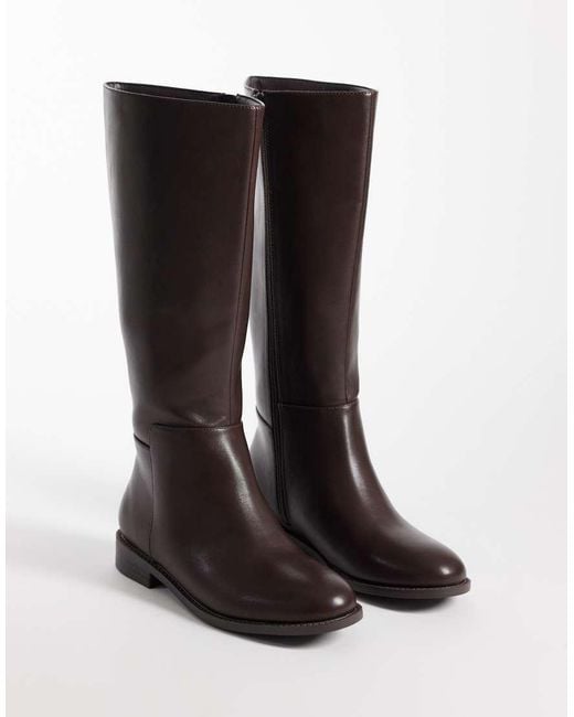 London Rebel Brown Paloma Refined Riding Boots