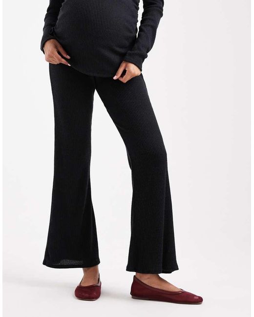 ASOS Black Asos Design Maternity Co-ord Ribbed Flare Trousers