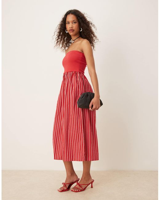 Nobody's Child Pink Felicity Contrast Bandeau Midi Dress