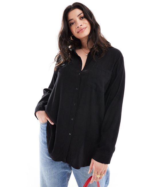 Vero Moda Black Linen Blend Long Sleeved Shirt Co-ord