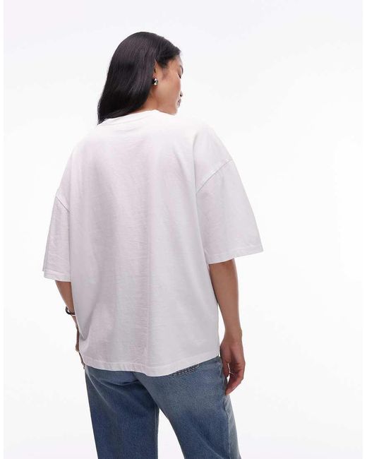 Camiseta Extragrande Con Estampado Gráfico "Havana" De Punto Liso De -Blanco TOPSHOP de color Gray