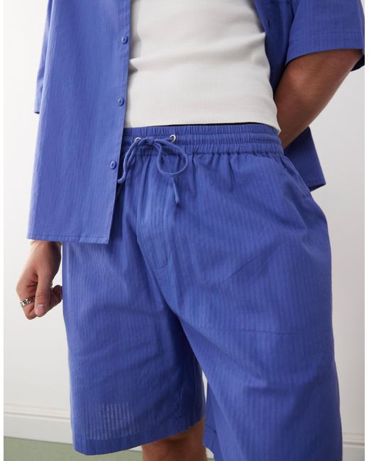 Collusion Blue Textured Woven Short for men