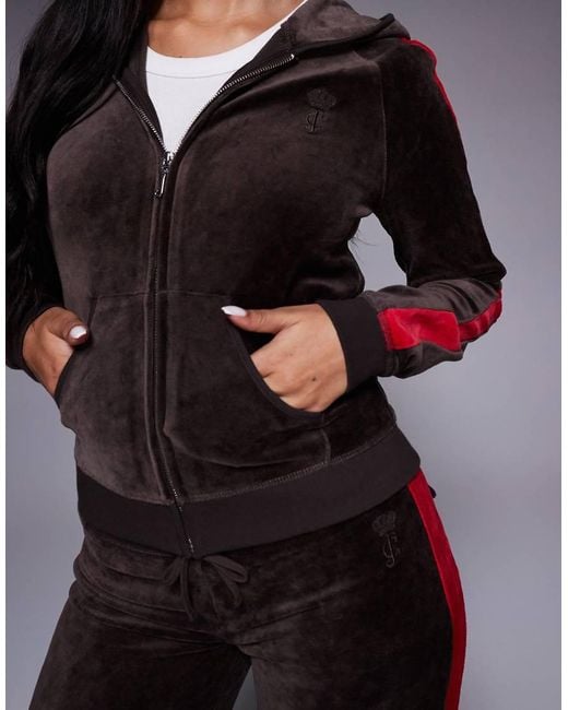 Juicy Couture Blue Co-ord Zip Through Stripe Logo Hoodie