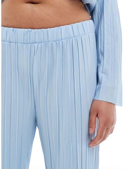Pieces curve - pantalon ample plissé d'ensemble - clair Pieces Plus en coloris Blue