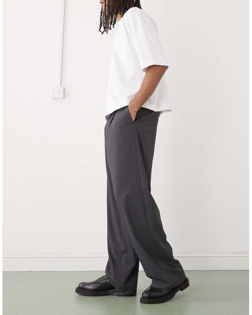 Weekday Gray Loose Fit Tailored Trousers for men