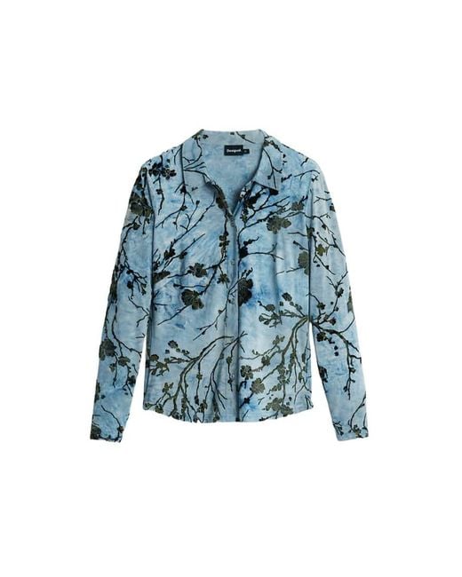 Desigual Blue Flocked Top
