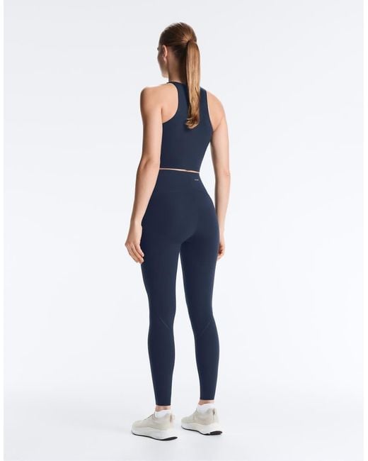 Oysho Blue Basic Compressive Ankle-Length Leggings
