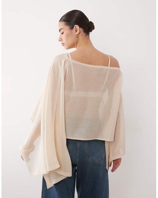 ASOS Natural Fine Knit Sheer Poncho