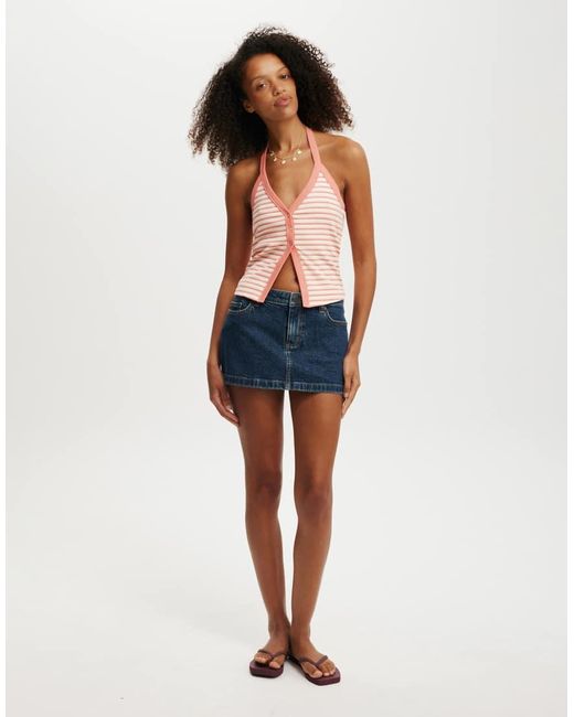 Cotton On Blue Alexa Button Front Halter