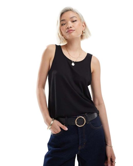 Top De Tirantes De Corte Suelto De ONLY de color Black
