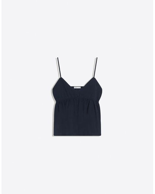 Bershka Blue Ruffle Strap Top