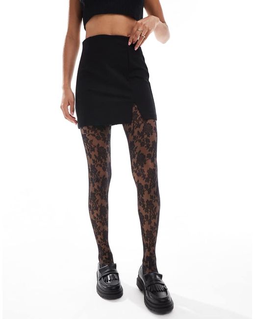 ASOS Brown Floral Lace Tights